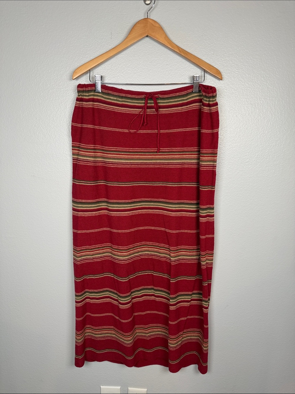 Ralph Lauren Red Striped Maxi Knit Skirt and V Neck Tank Matching Set Linen XL - Picture 8 of 10